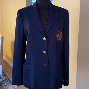 VINTAGE LAUREN RALPH LAUREN NAVY CRESCENT BLAZER